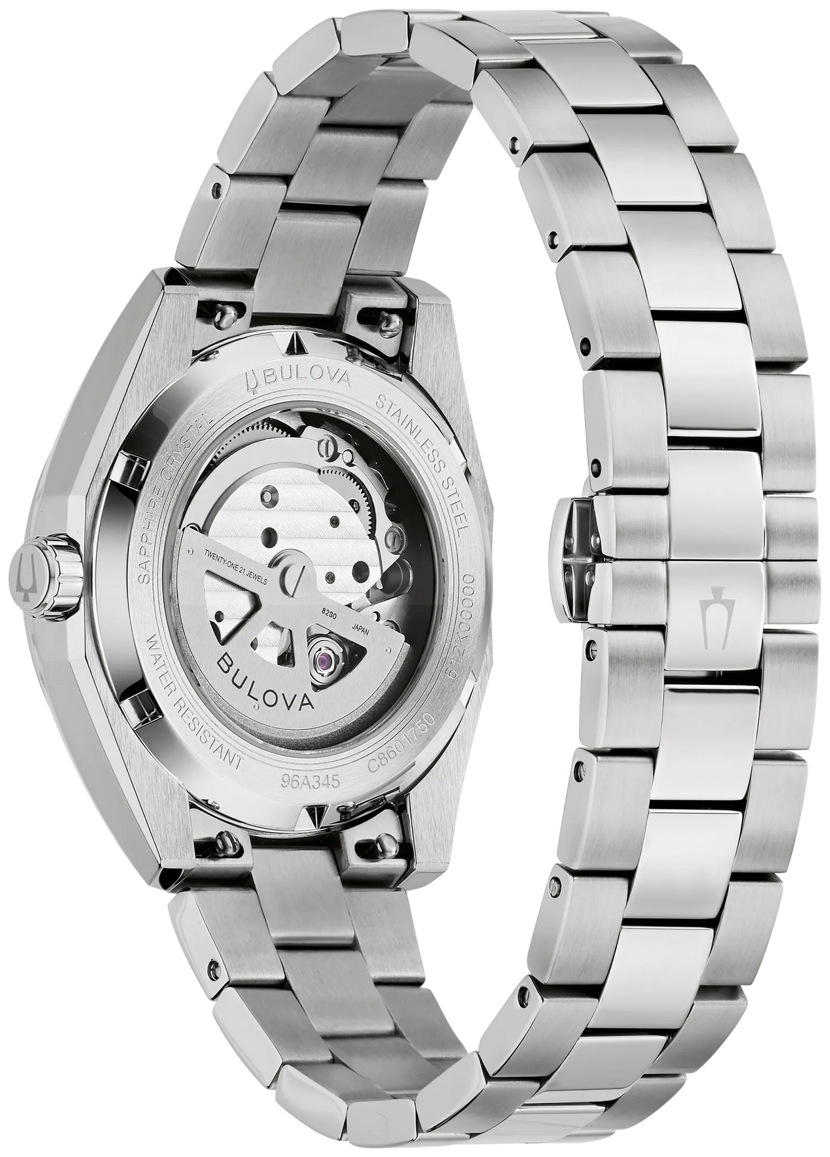 BULOVA 96A345 SURVEYOR SILVER DIAL STAINLESS STEEL AUTOMATIC WATCH