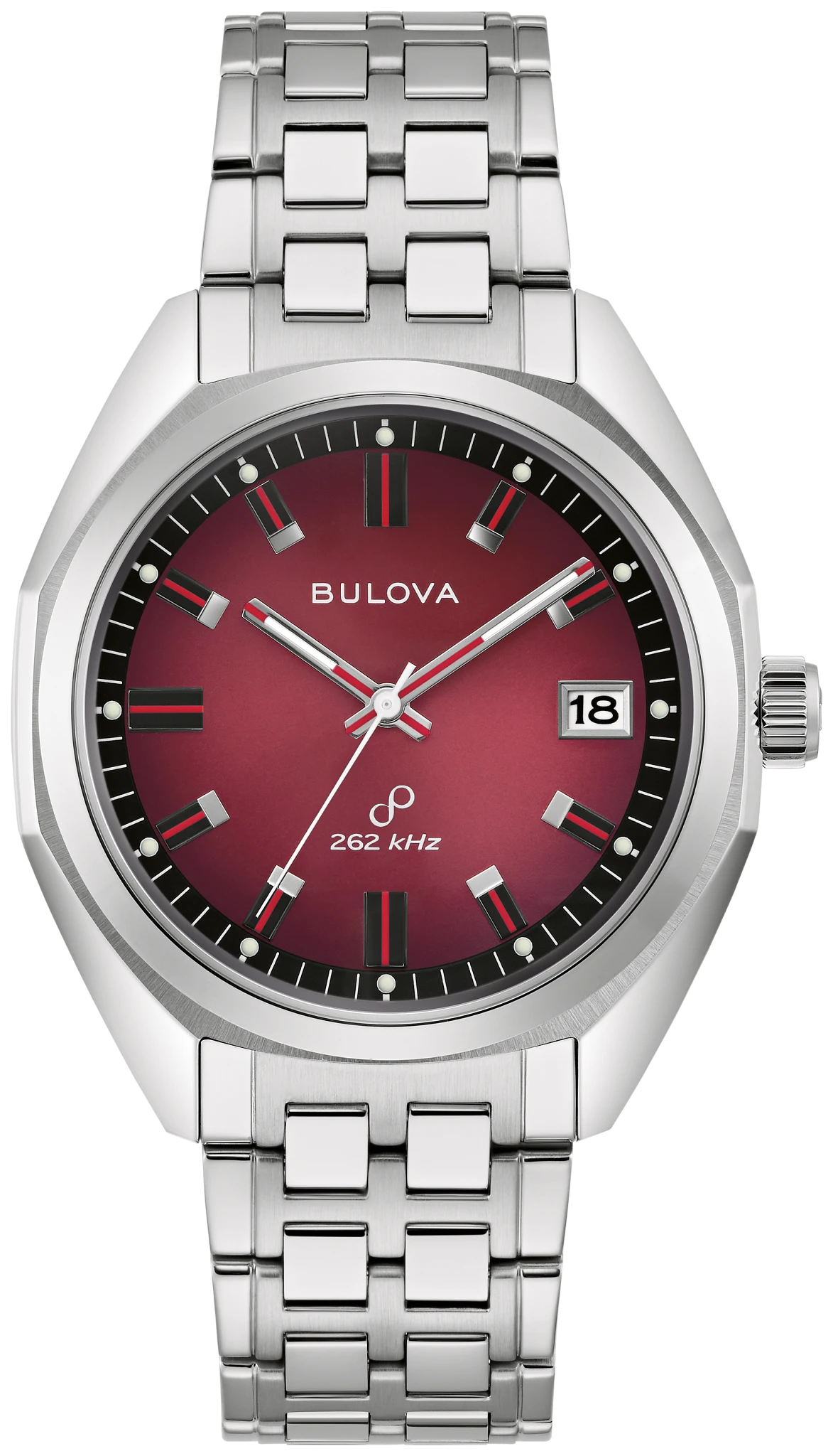BULOVA 96B401 JET STAR RED DIAL STAINLESS STEEL MEN'S WATCH