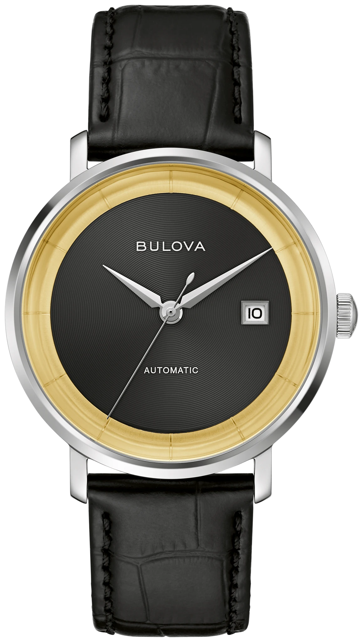 BULOVA 96B406 LIMITED EDITION FRANK SINATRA'S RAT PACK BLACK LEATHER BLACK DIAL AUTOMATIC WATCH
