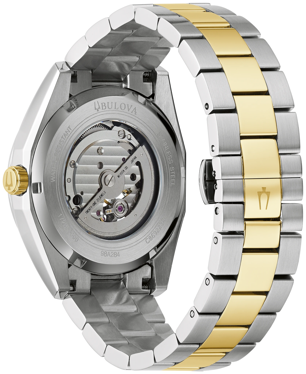 BULOVA 98A284 SURVEYOR TWO TONE STAINLESS STEEL SILVER DIAL AUTOMATIC WATCH