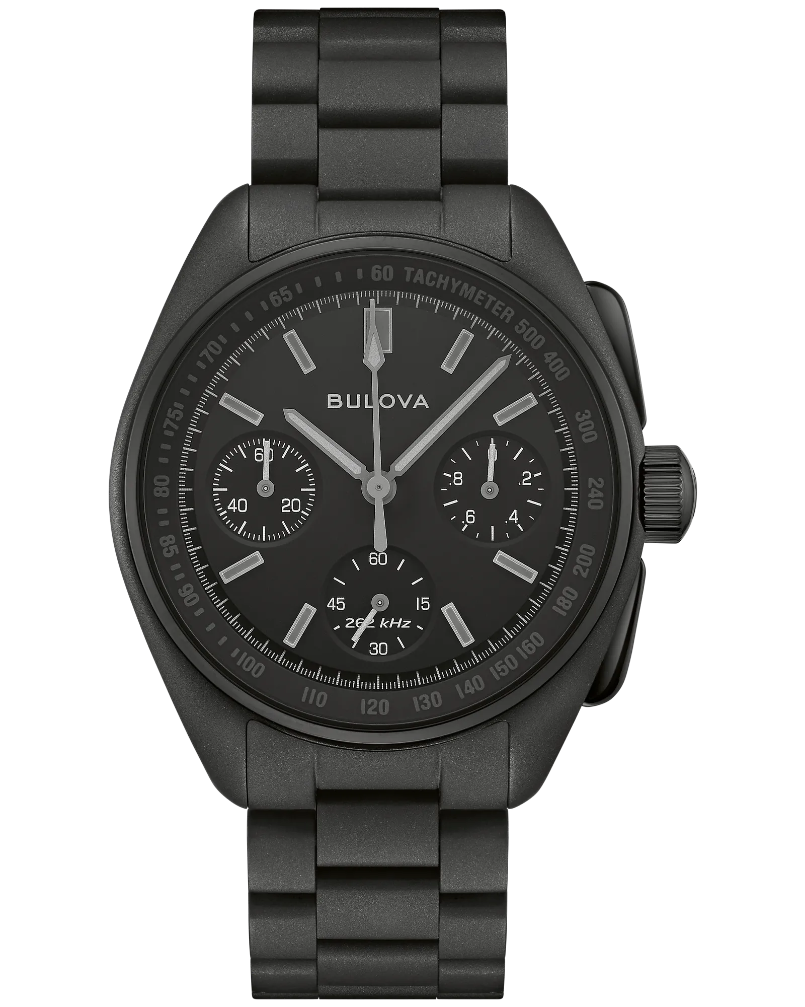 BULOVA 98A335 LUNAR PILOT BLACK HOLE BLACK STAINLESS STEEL BLACK DIAL CHRONOGRAPH WATCH