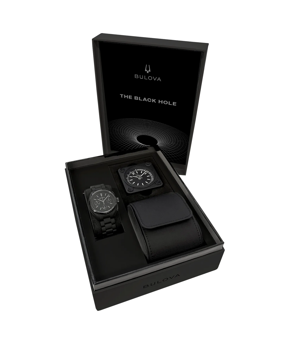 BULOVA 98A335 LUNAR PILOT BLACK HOLE BLACK STAINLESS STEEL BLACK DIAL CHRONOGRAPH WATCH