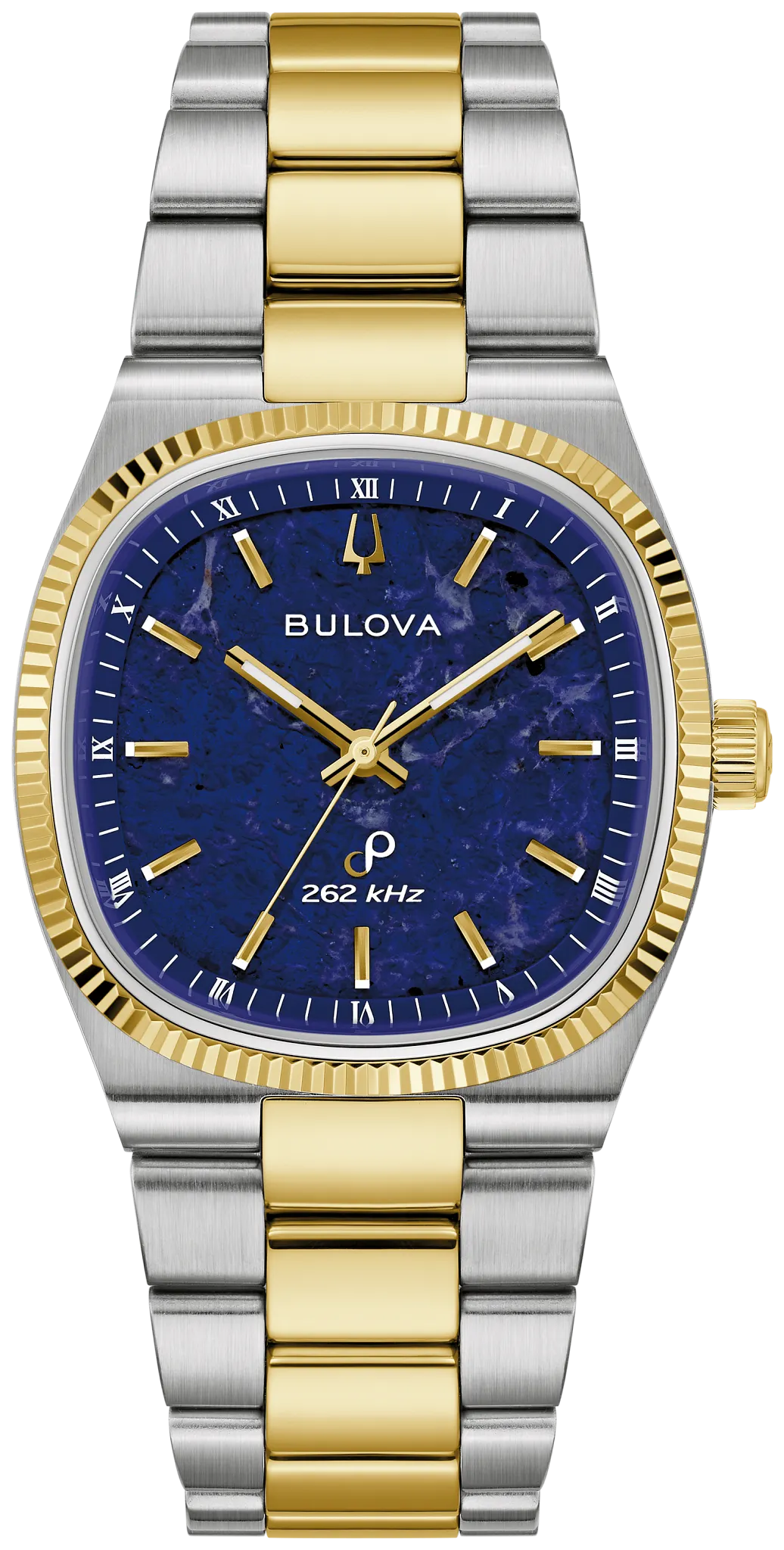 BULOVA 98A337 SUPER SEVILLE SODALITE BLUE DIAL TWO TONE STAINLESS STEEL WATCH