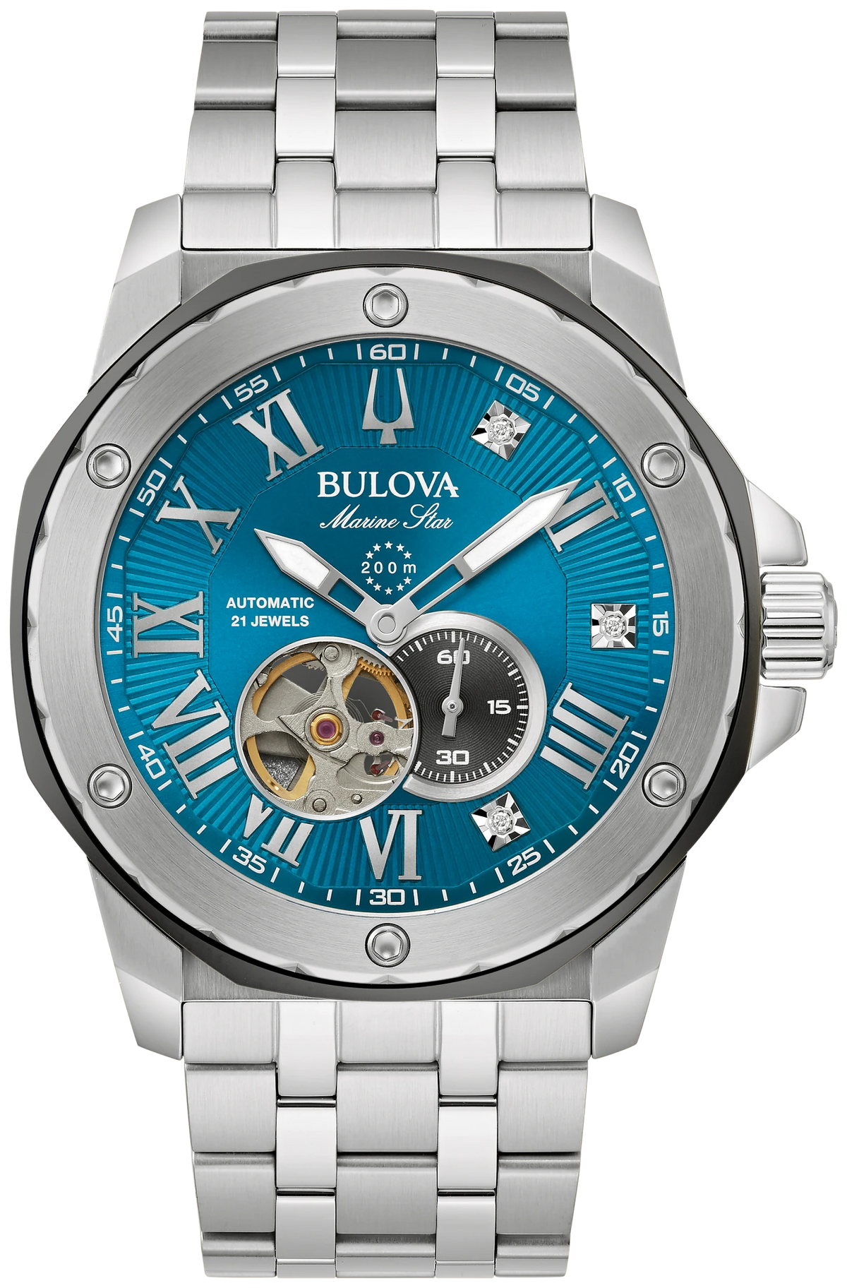 BULOVA 98D184 MARC ANTHONY MARINE STAR BLUE DIAL AUTOMATIC MEN'S WATCH