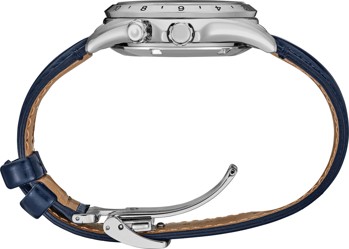 SEIKO SPB377 PROSPEX ALPINIST GMT BLUE DIAL BLUE LEATHER BAND WATCH