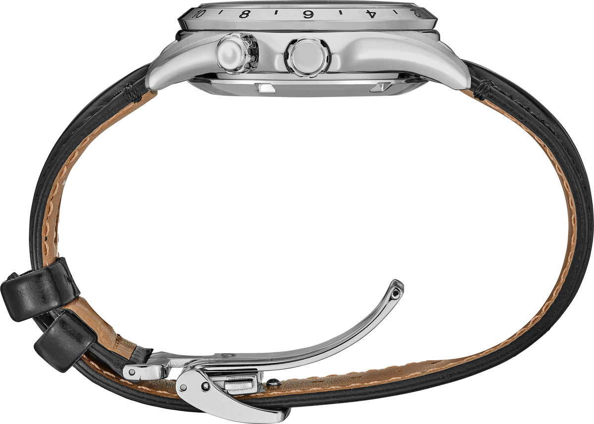 SEIKO SPB379 PROSPEX ALPINIST GMT BLACK DIAL BLACK LEATHER BAND WATCH