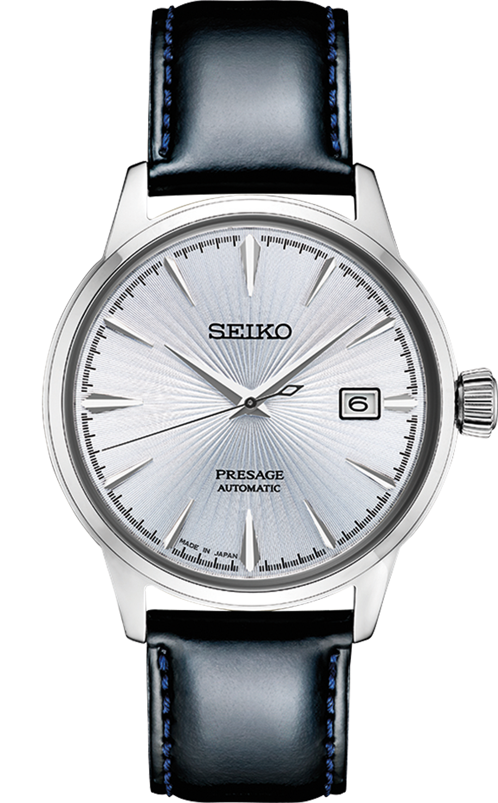 SEIKO SRPB43 PRESAGE COCKTAIL TIME LIGHT BLUE DIAL LEATHER BAND AUTOMATIC WATCH