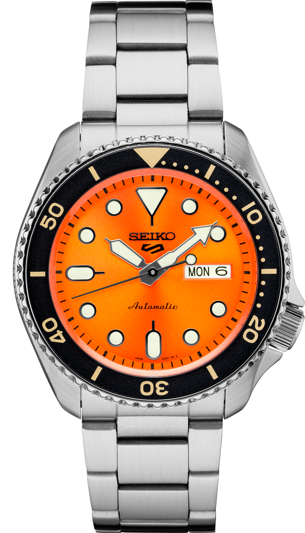 SEIKO SRPD59 5 SPORTS ORANGE DIAL STAINLESS STEEL AUTOMATIC WATCH