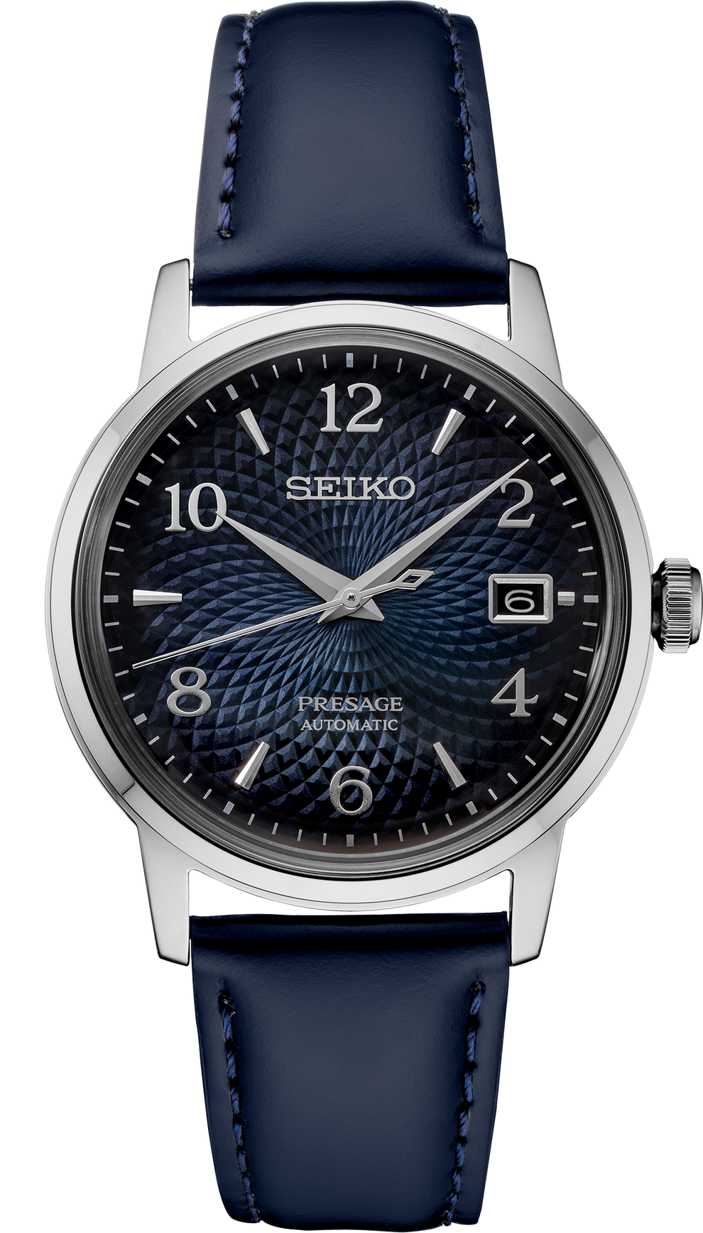 SEIKO SRPE43 PRESAGE COCKTAIL TIME BLUE DIAL BLUE LEATHER BAND WATCH