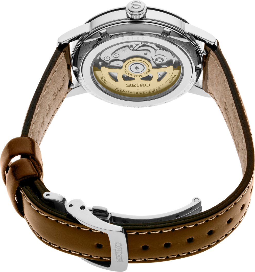 SEIKO SRPE45 PRESAGE COCKTAIL TIME GREEN DIAL LEATHER BAND WATCH