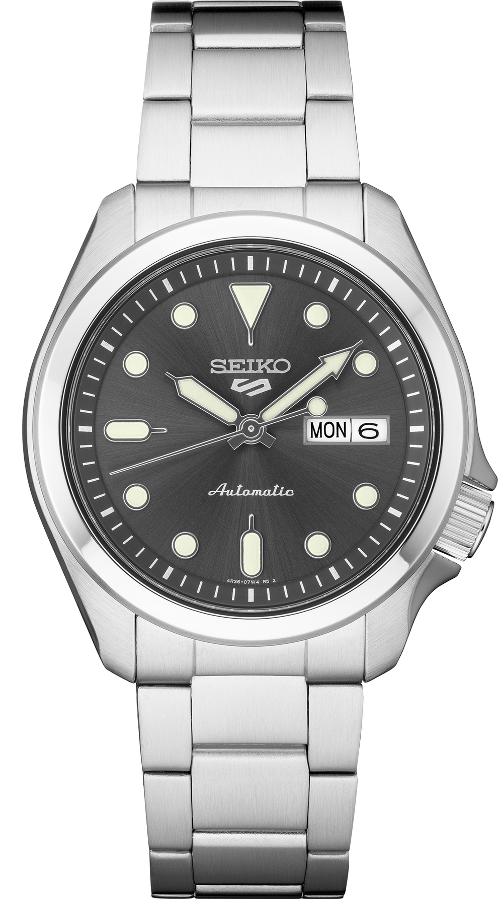 SEIKO SRPE51 5 SPORTS GRAY DIAL STAINLESS STEEL AUTOMATIC WATCH