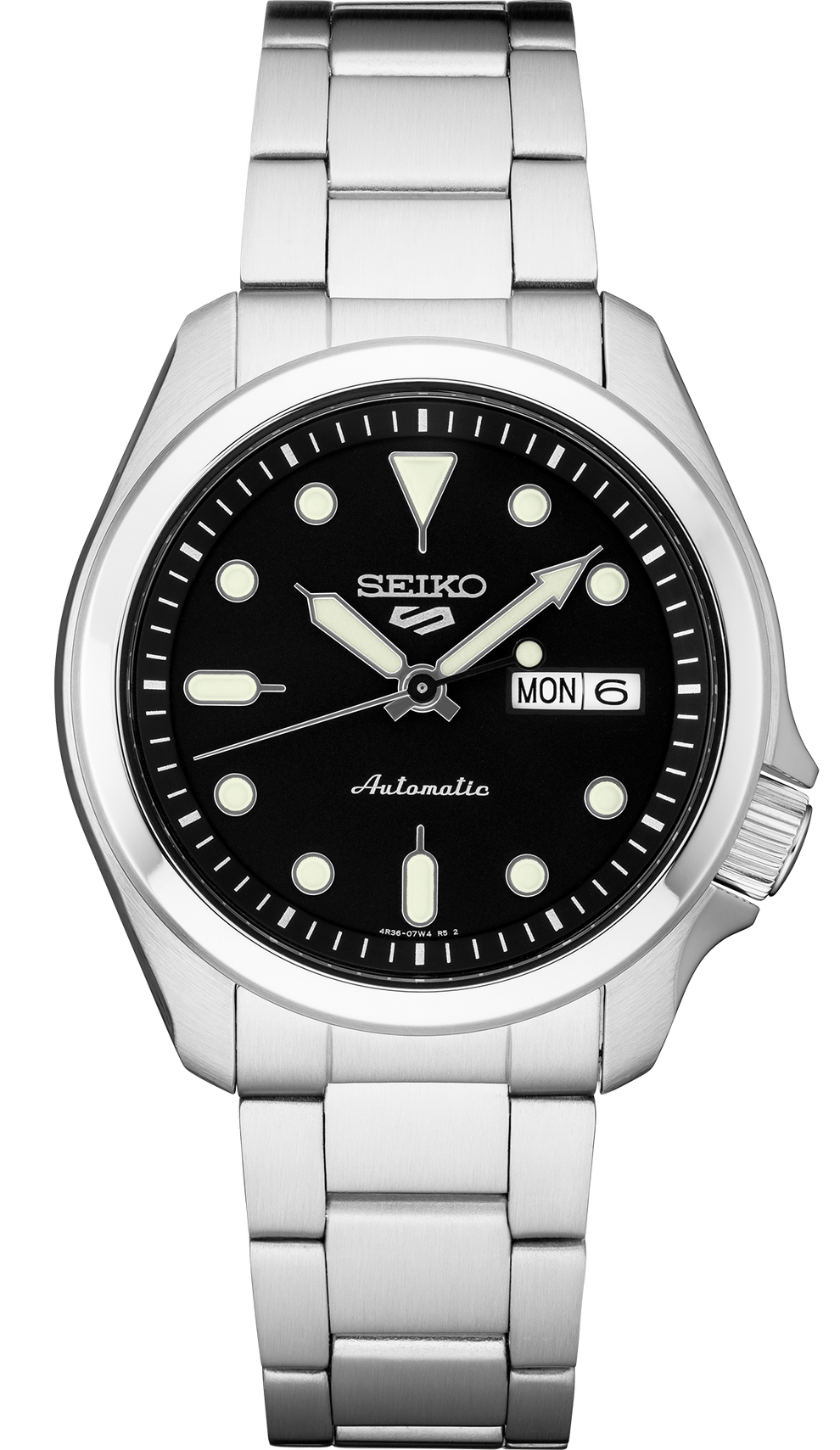 SEIKO SRPE55 5 SPORTS STAINLESS STEEL BLACK DIAL AUTOMATIC WATCH