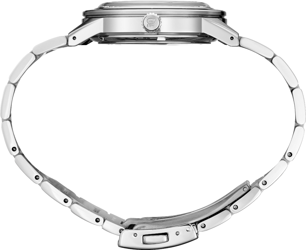 SEIKO SRPG03 PRESAGE 60'S STYLE WHITE DIAL BLACK BEZEL STAINLESS STEEL WATCH