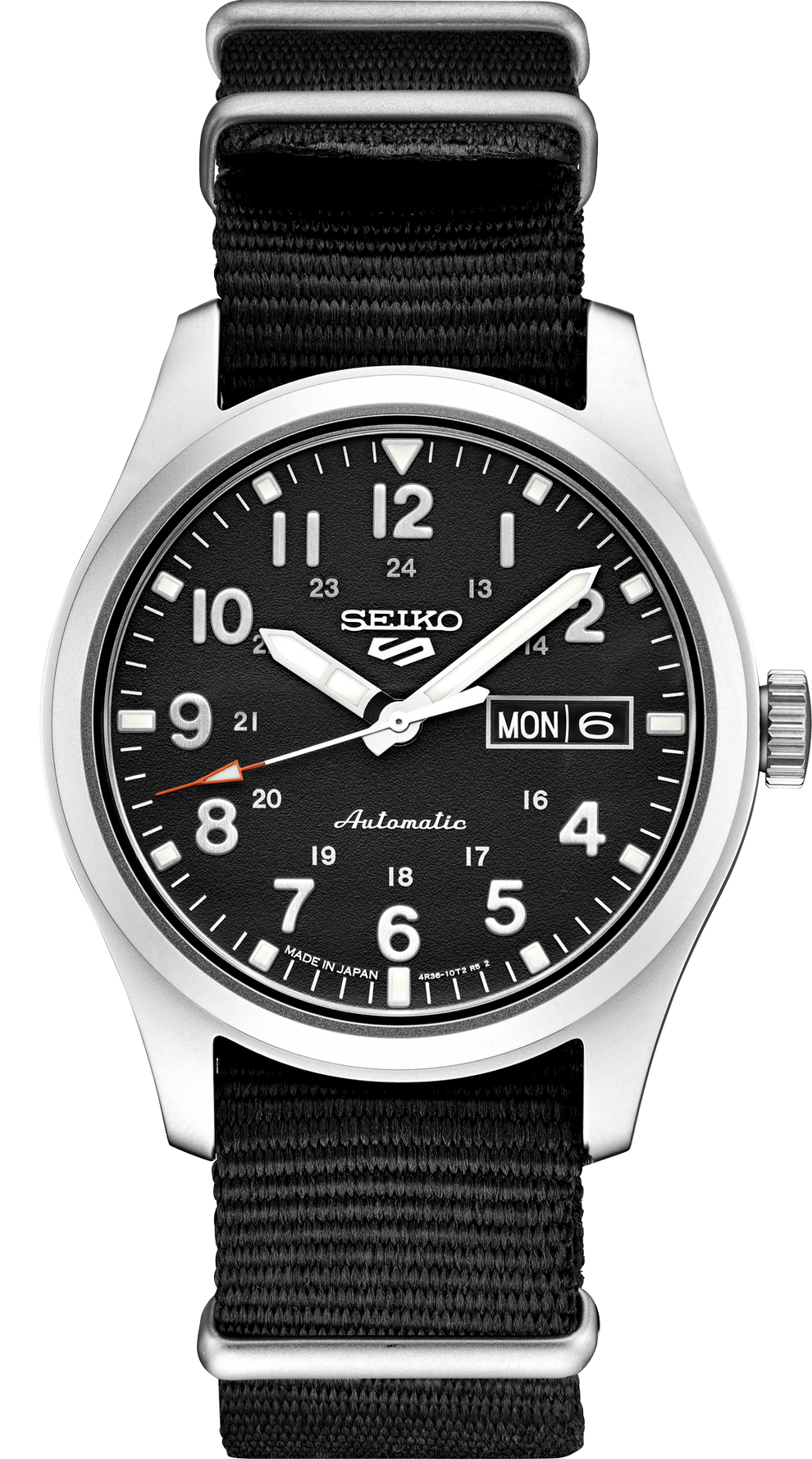 SEIKO SRPG37 5 SPORTS BLACK DIAL NYLON BAND AUTOMATIC WATCH