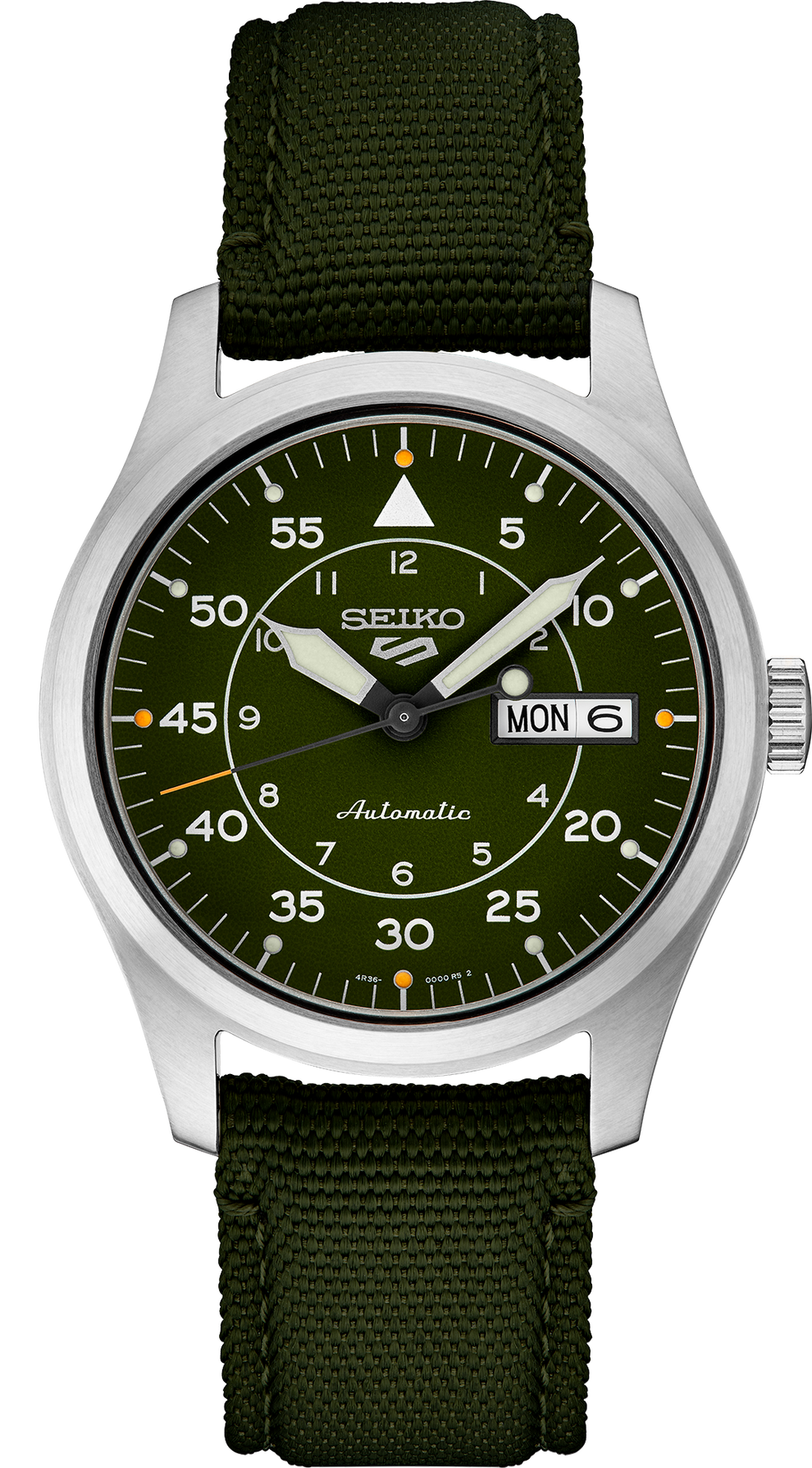 SEIKO SRPH29 5 SPORTS GREEN DIAL GREEN NYLON BAND AUTOMATIC WATCH