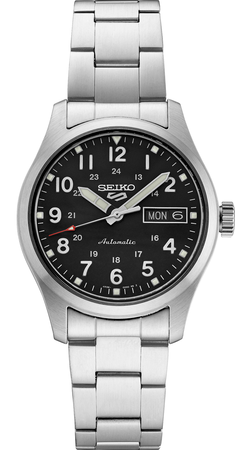 SEIKO SRPJ81 5 SPORTS STAINLESS STEEL BLACK DIAL AUTOMATIC WATCH