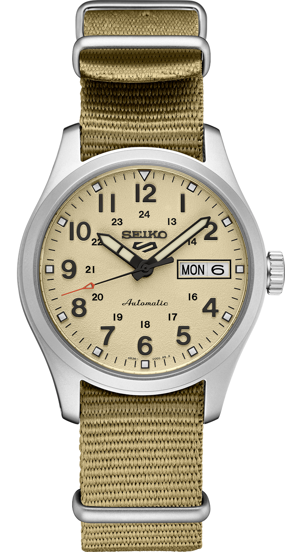 SEIKO SRPJ83 5 SPORTS BEIGE NYLON BAND BEIGE DIAL AUTOMATIC WATCH