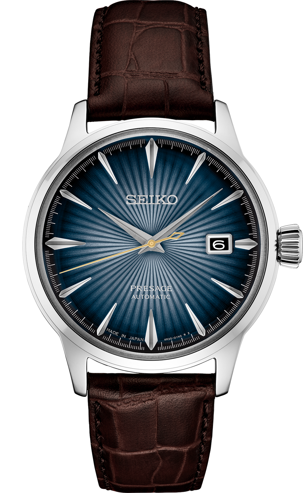SEIKO SRPK15 PRESAGE COCKTAIL TIME BLUE DIAL LEATHER BAND WATCH