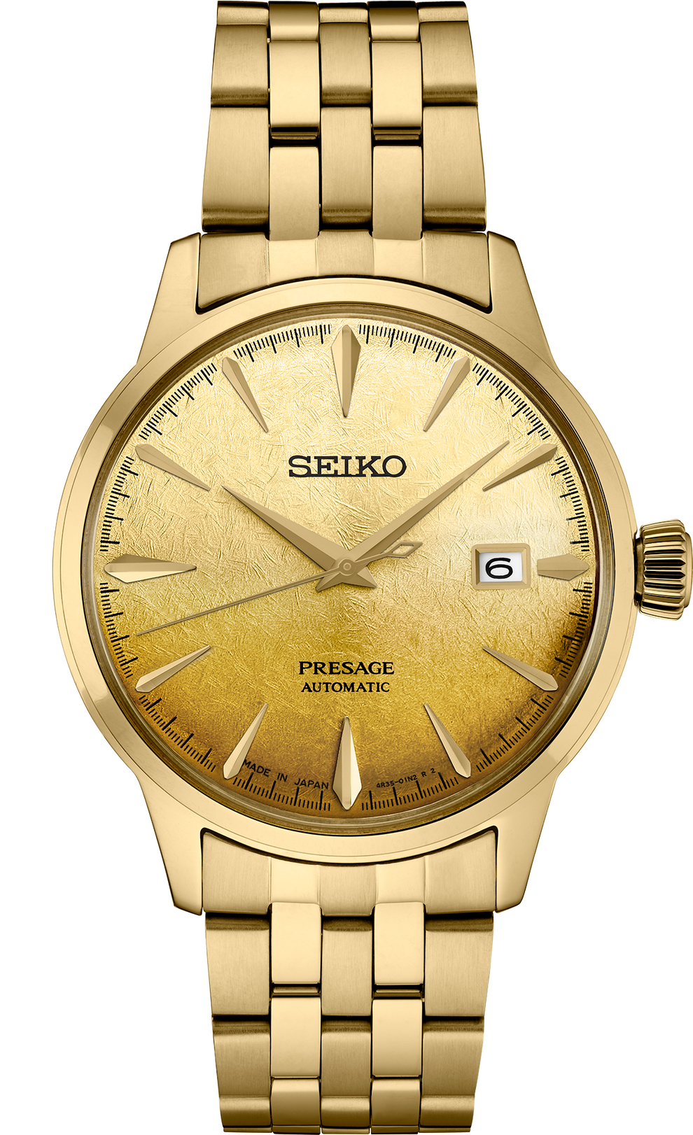SEIKO SRPK46 PRESAGE COCKTAIL TIME GOLD DIAL GOLD STAINLESS STEEL WATCH
