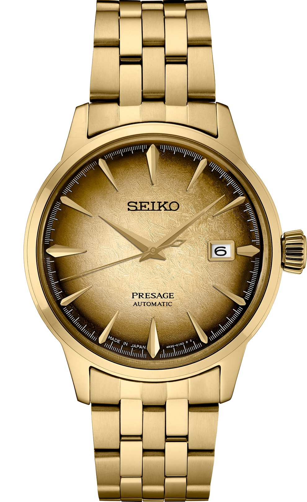 SEIKO SRPK48 PRESAGE COCKTAIL TIME GOLD TONE STAINLESS STEEL WATCH