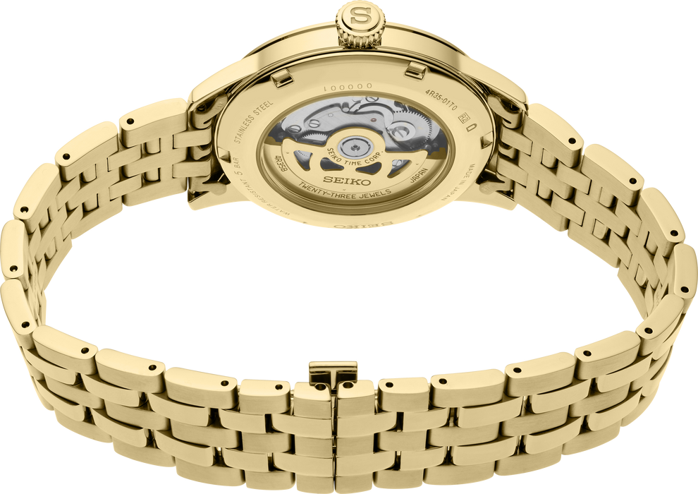SEIKO SRPK48 PRESAGE COCKTAIL TIME GOLD TONE STAINLESS STEEL WATCH