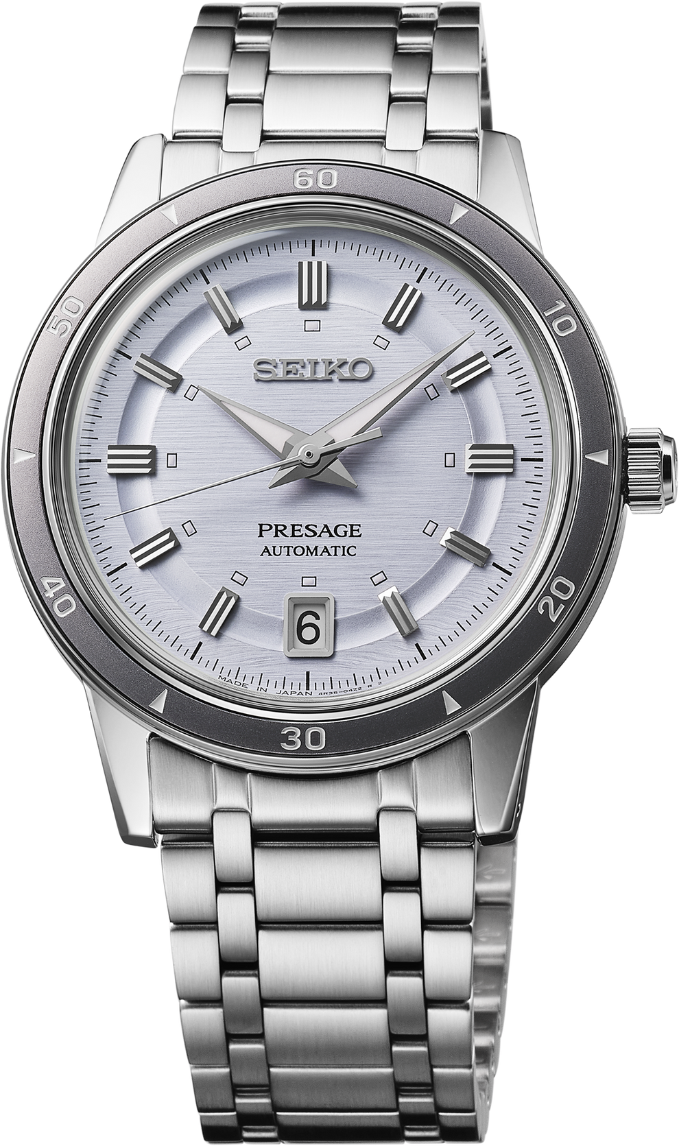 SEIKO SRPL73 PRESAGE 60'S STYLE VIOLET DIAL STAINLESS STEEL WATCH