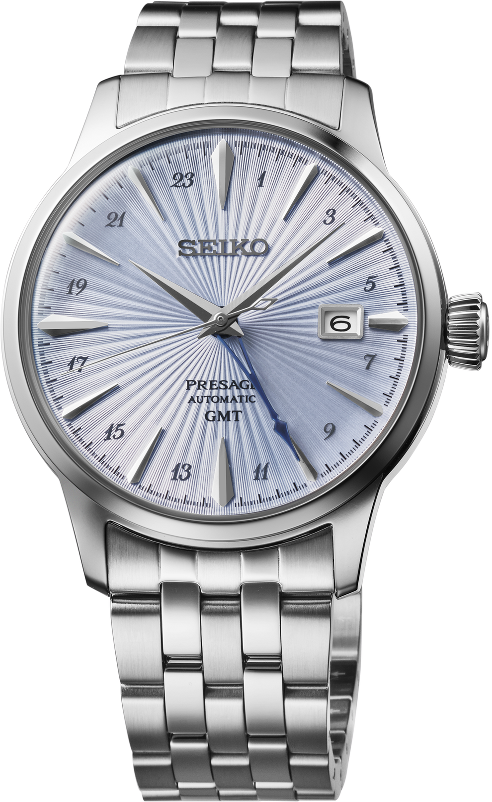 SEIKO SSK037 PRESAGE COCKTAIL TIME GMT BLUE DIAL STAINLESS STEEL WATCH