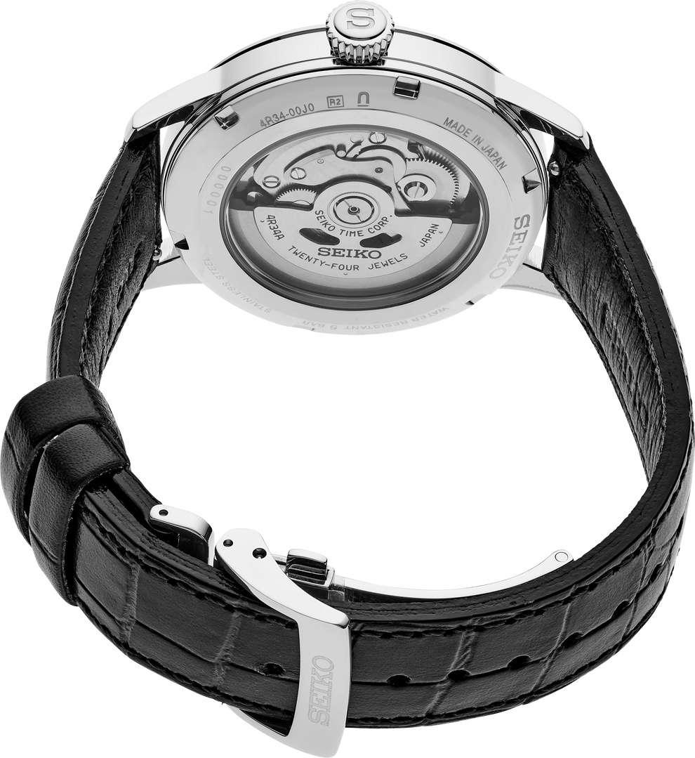 SEIKO SSK039 PRESAGE COCKTAIL TIME GMT BROWN DIAL LEATHER BAND WATCH