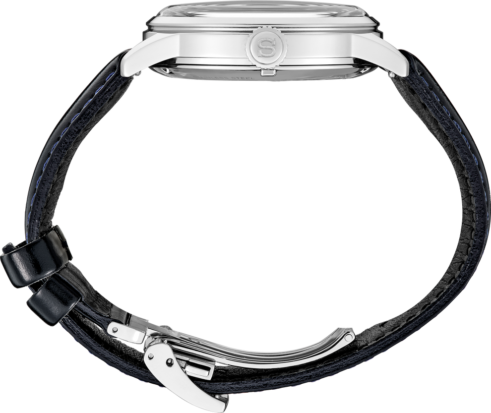 SEIKO SSK049 PRESAGE COCKTAIL TIME GMT SILVER DIAL LEATHER STRAP WATCH